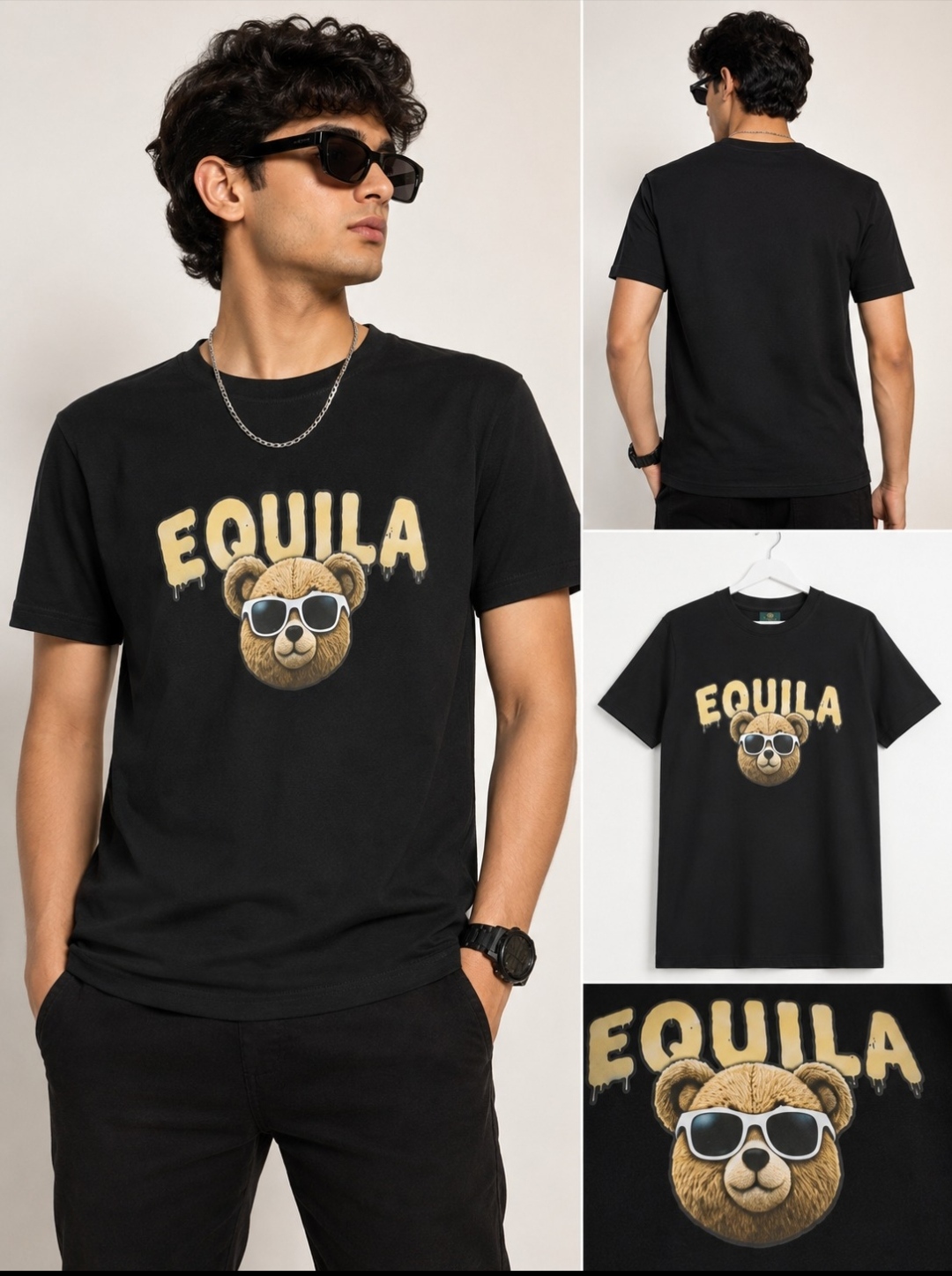 EQUILA STYLE – Bear Drip Graphic T-Shirt (Black)