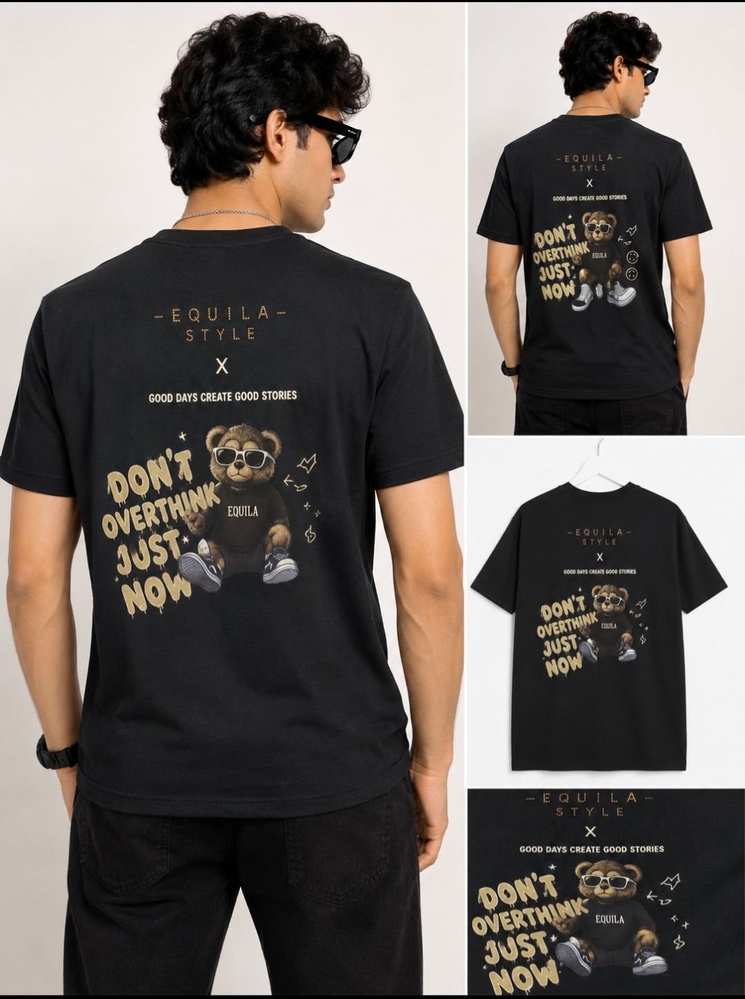 EQUILA STYLE – Bear Drip Graphic T-Shirt (Black)