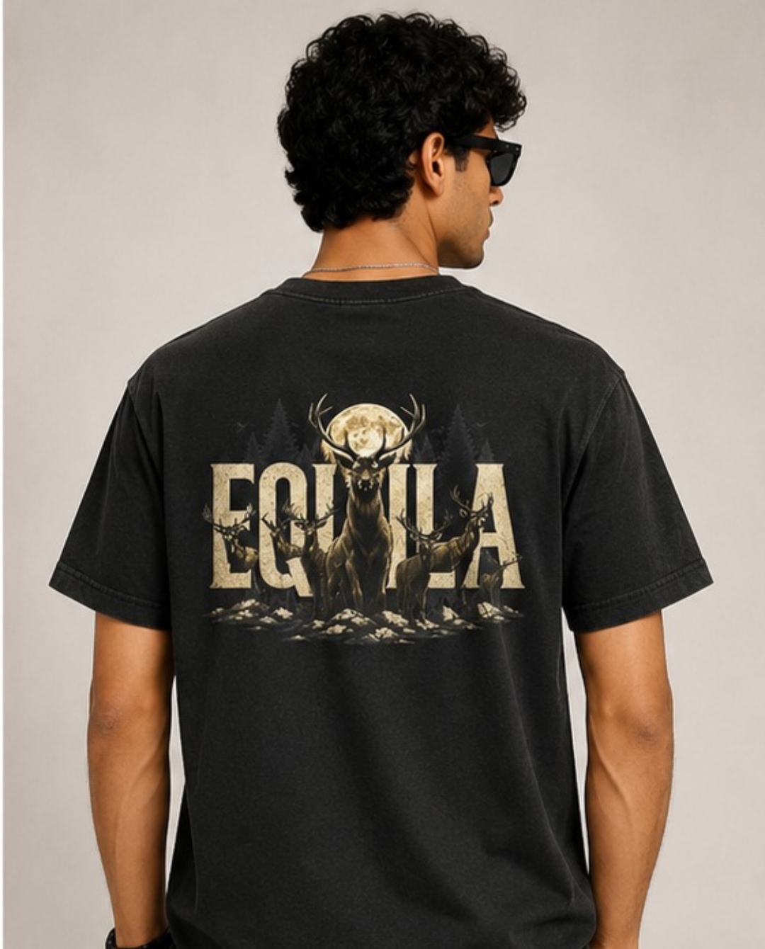 EQUILA STYLE Deer Wilderness black t-shirt