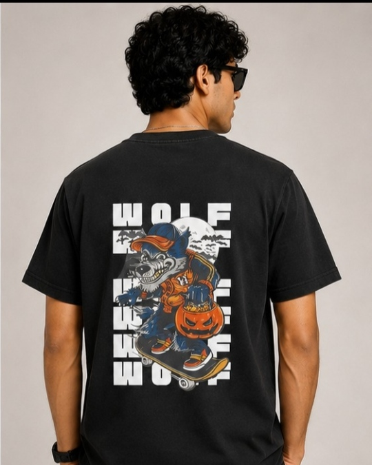 EQUILA STYLE Wolf Rider Graphic T-Shirt (Black)